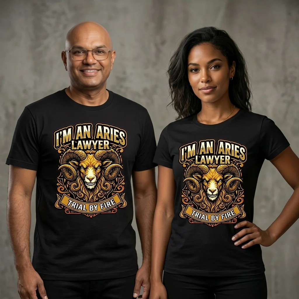 Aries Lawyer T-Shirt Trial by Fire Zodiac Star Sign Gift Unisex UK