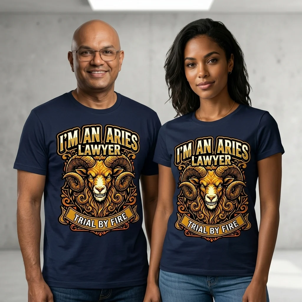 Aries Lawyer T-Shirt Trial by Fire Zodiac Star Sign Gift Unisex UK - Image 2