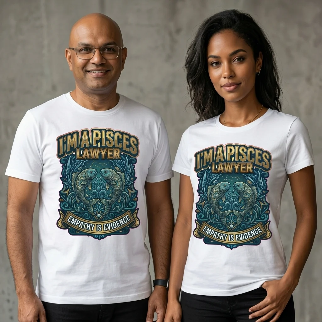 Pisces Lawyer T-Shirt Empathy Is Evidence Zodiac Star Sign Gift Unisex UK - Image 3