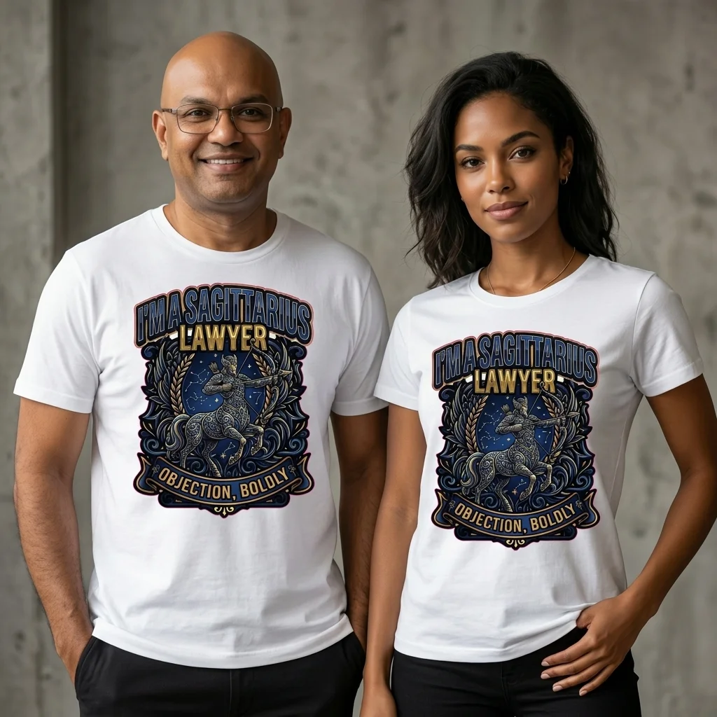 Sagittarius Lawyer T-Shirt Objection Boldly Zodiac Star Sign Gift UK - Image 3